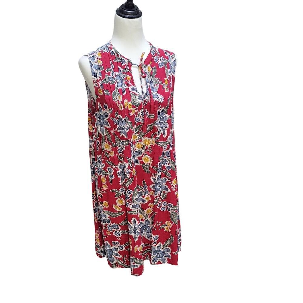 Old Navy Floral plissé Neckline Midi Sleeveless Tassle Tie-Front Dress, Sz L